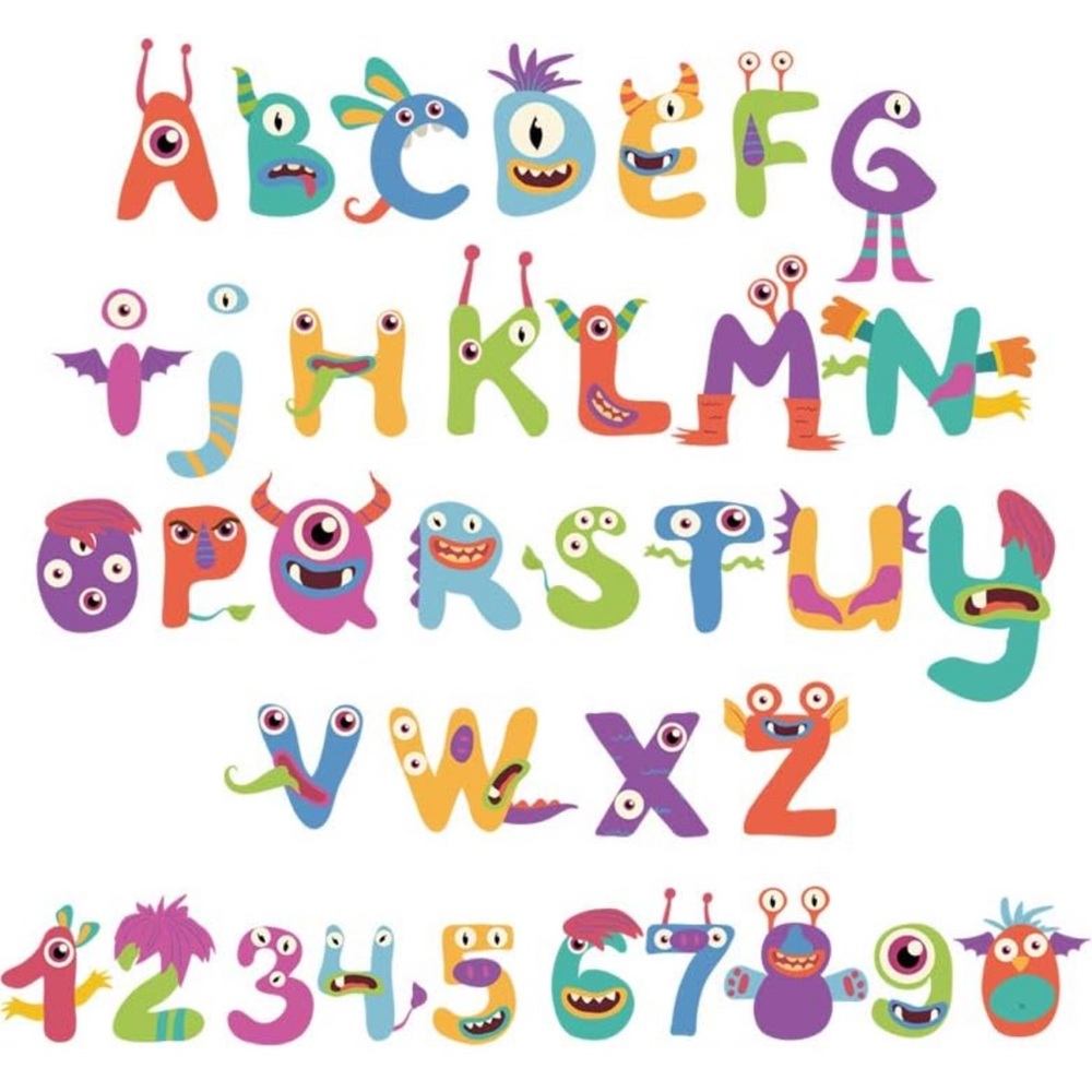 BN Alphabet Kids Wall Stickers Little Monster ABC Letters & Number Wall Decals